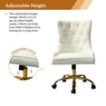 thumbnail image 3 of Home Office Computer Desk Chair Velvet Tufted Wingback Upholstered Task Rolling Chairs Swivel Adjustable Nailhead White Ivory, 3 of 11