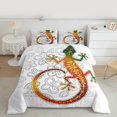 thumbnail image 2 of Homewish Boho Gecko Print Bedding Comforter Set,Vintage Bohemain Pattern Twin Comforter Sets,White Gray Orange Bedding Set For Boys Kids,Ultra Soft Home Decor Reversible,2pcs, 2 of 8