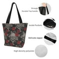 thumbnail image 4 of Kll Tote Bag For Women Skull And Red Roses Print Shopping Grocery Reusable Bags For Office School Shopping Travel, 4 of 7