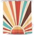 thumbnail image 3 of Abstract Sun Retro Sunrise Shower Curtain Set 71Wx71H Inches Colorful Minimalist Sunset Grunge Sunburst Polyester Waterproof Cloth Bathroom Curtain with 12 Plastic Hooks, 3 of 5