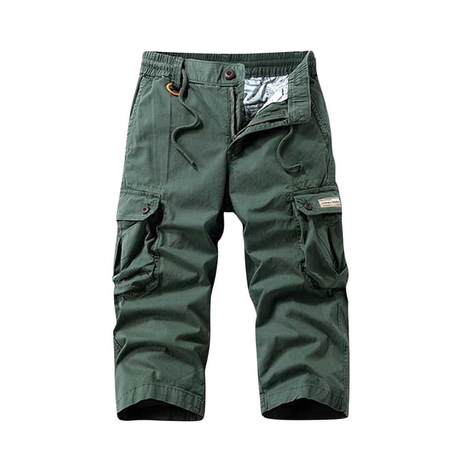 Multi Bolsillo Cargo Pantalones para Hombres Estiramiento Casual Cordón Clásico Pantalones Cortos de Verano con Bolsillos Múltiples, Pantalones Cortos de Cintura Elástica
