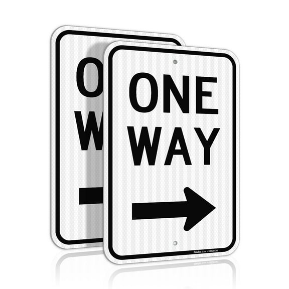 Faittoo One Way Sign with Left Arrow, (2 Pack) 18x12 Inches Engineer Grade Reflective Rust Free Aluminum Sign