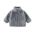 thumbnail image 2 of Trupants Little Girls 5T Faux Fur Jacket - Gray, Warm Winter Coat, Soft Fuzzy Polyester, Machine Washable with Stand-Up Collar for Toddlers, 2 of 5