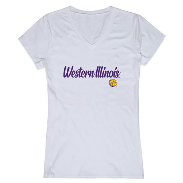 W Republic Products 555-405-WHT-04 Western Illinois T-Shirt Script pour Femmes, Blanc - Extra Large