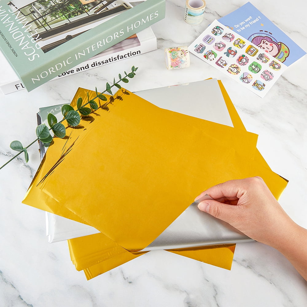 100 Sheets 2 Colors PET Stamping Hot Foil Paper Transfer Foil Paper Elegance Laser Printer Craft Paper Mixed Color 290x207x0.02mm 50 sheets/color