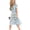 Blue, variant on KOMOO Women Bohemian Floral Sundress Summer Short Sleeve V-Neck Loose Empire Fashion Casual Dress with Waist Belt