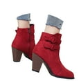 thumbnail image 3 of Women's Mid Calf Boots Retro Heel On Booties Comfortable Sole Casual Daily Wear Travel Dating Outfits,Color:Red,Size:5.5, 3 of 9