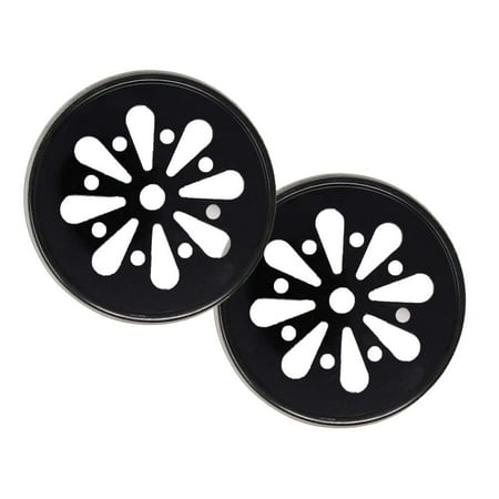 Jaw Accessory Attachment - Just Artifacts 12pcs Regular Mouth Mason Jar Daisy Lid Black - LID ONLY