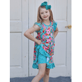 thumbnail image 7 of Millie Loves Lily Girls Turquoise New Beginnings Floral Angel Sleeve Dress and Matching Short Set size (3T-12 & Plus Sizes), 7 of 7