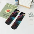 thumbnail image 5 of Salouo Neon Spectrum Cat Portrait Pattern Unisex Middle Tube Socks,Middle-Finger Knee High Socks Over The Calf Tube Stocking Crew Stockings for Women and Men Tube Socks, 5 of 8