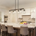 thumbnail image 2 of LNC 6-Light Farmhouse Matte Black and Bronze Wood Linear Maison Jar Glass Shape Chandelier for Dining Room, 2 of 12