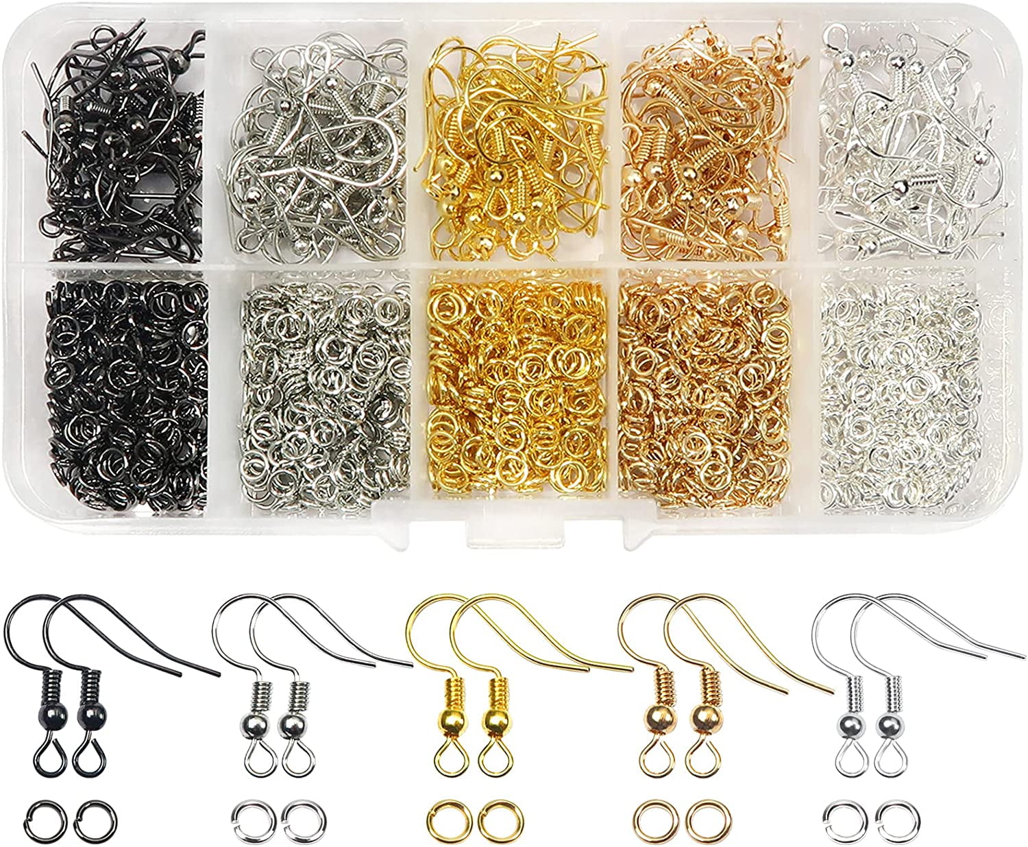 TINYSOME 450 Pcs/Lot Hypoallergenic Earring Hooks Kit Mix-color Ear Wires  Fish Hooks 