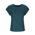 thumbnail image 5 of Womens Tops Casual Solid Color Short Sleeve Round Neck Top Women Blouse Plus Size Top Summer for Women, 5 of 7
