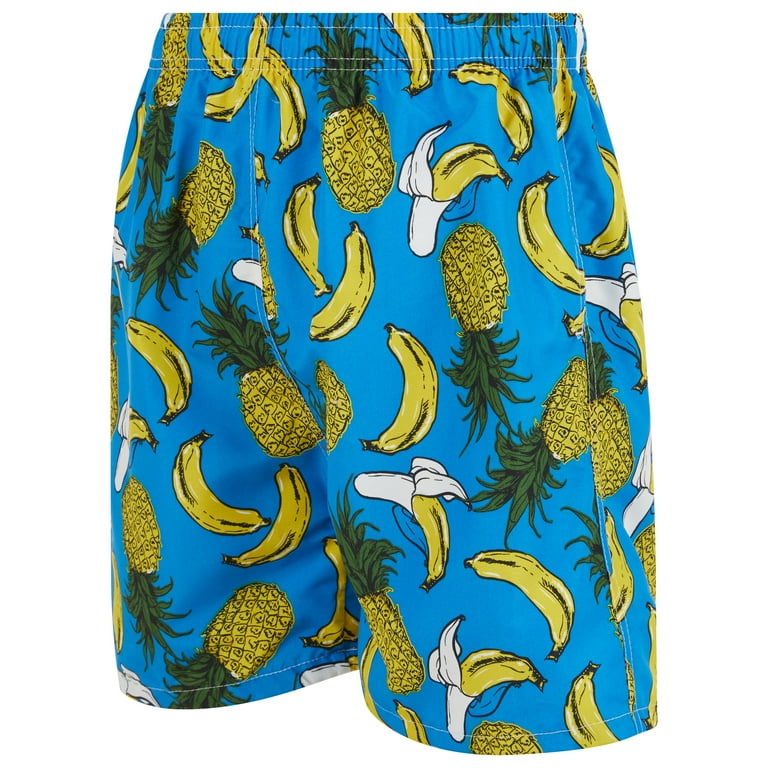 iBerryNY Mens Swimming Trunks Beach Shorts, Mesh Lining, 2 Pairs, Palm  Sunset/Fruits, X-Large 