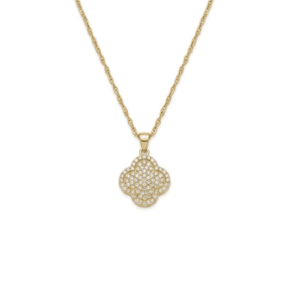 Adi  Veda - Elegant Clover Pendant Necklace for Women with Intricate Sparkle Detail, Delicate Chain, Lightweight Design, Everyday Fashion Accessory