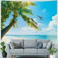 thumbnail image 4 of BCIIG  Ocean Beach Tapestry Tropical Seaside Island Palm Tree Waves Tapestries Window View Summer Clear Sea Paradise Landscape Wall Hanging for Living Room Bedroom Home Decor 40x30inch, 4 of 6