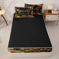 thumbnail image 4 of Metsweet Gothic Dragon Zipper Twin Comforter Sets with Fitted Sheet and 2 Pillowcases, Chic Flowers Zipper Bedding Set, Green Brown Orange,4-Piece,Black Reversible, 4 of 6