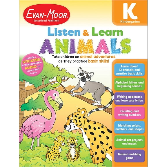 Evan-Moor Animals, Kindergarten Workbook