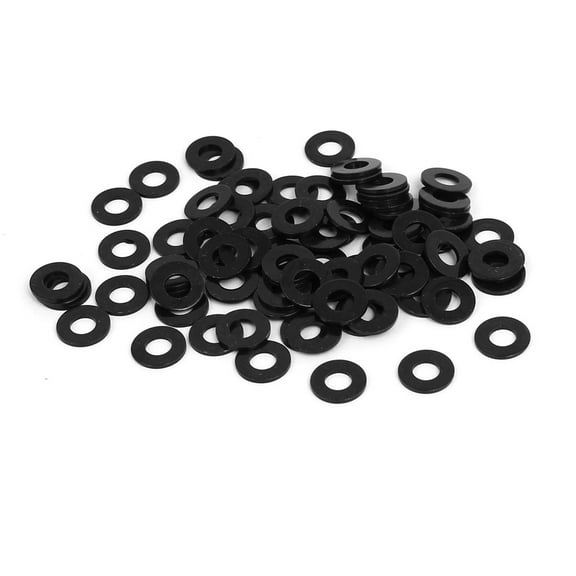 M4 x 9mm x 0.8mm Black Zinc Plated Flat Washers Spacers Fastener 100PCS