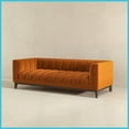 thumbnail image 6 of Mid-Century Orange Velvet Modern Sofa - Pet-Friendly Stain-Resistant Living Room Centerpiece, 6 of 12