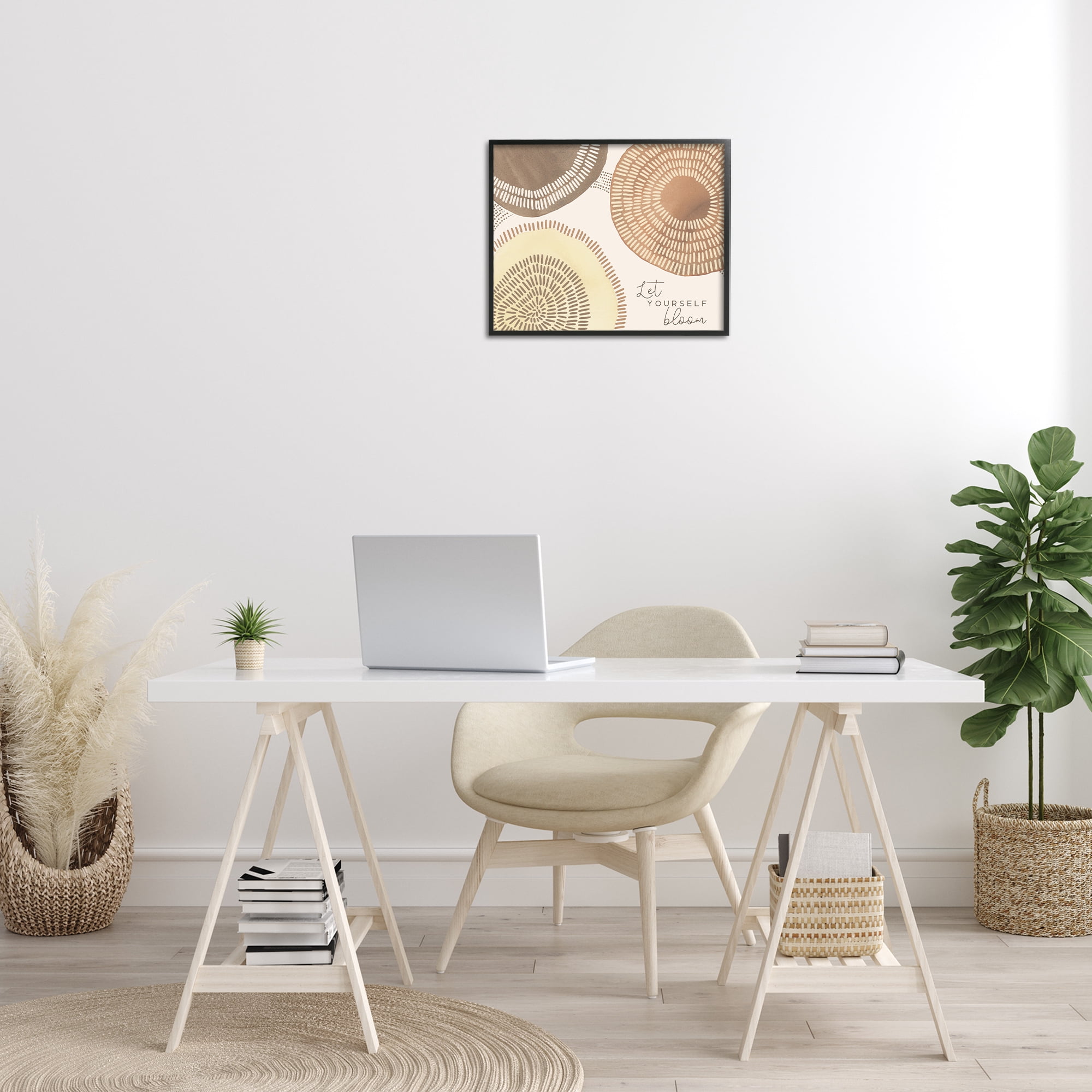 Stupell Industries Let Yourself Bloom Boho Typography Painting Black Framed Art Print Wall Art, 20 x 16