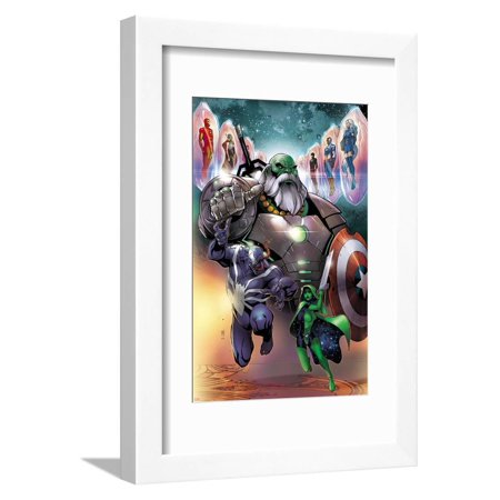 Contest of Champions #1 Cover with Maestro, Venom, Gamora, Iron Man, Thor (Female) & More Framed Print Wall Art By Paco Medina