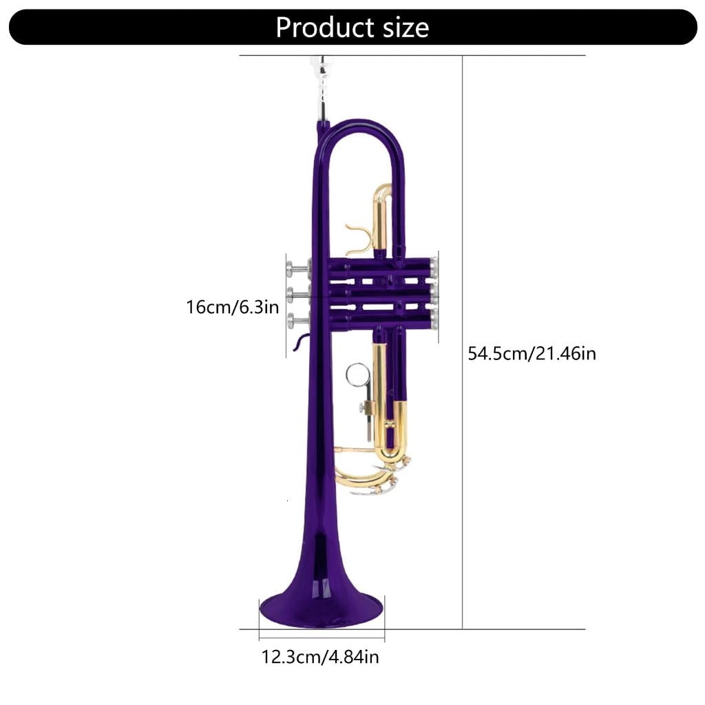 SDFGTstore Brass Student Trumpet Bb Trumpet with Case Professional Trumpet Musical Instruments for Beginner or Advanced Student