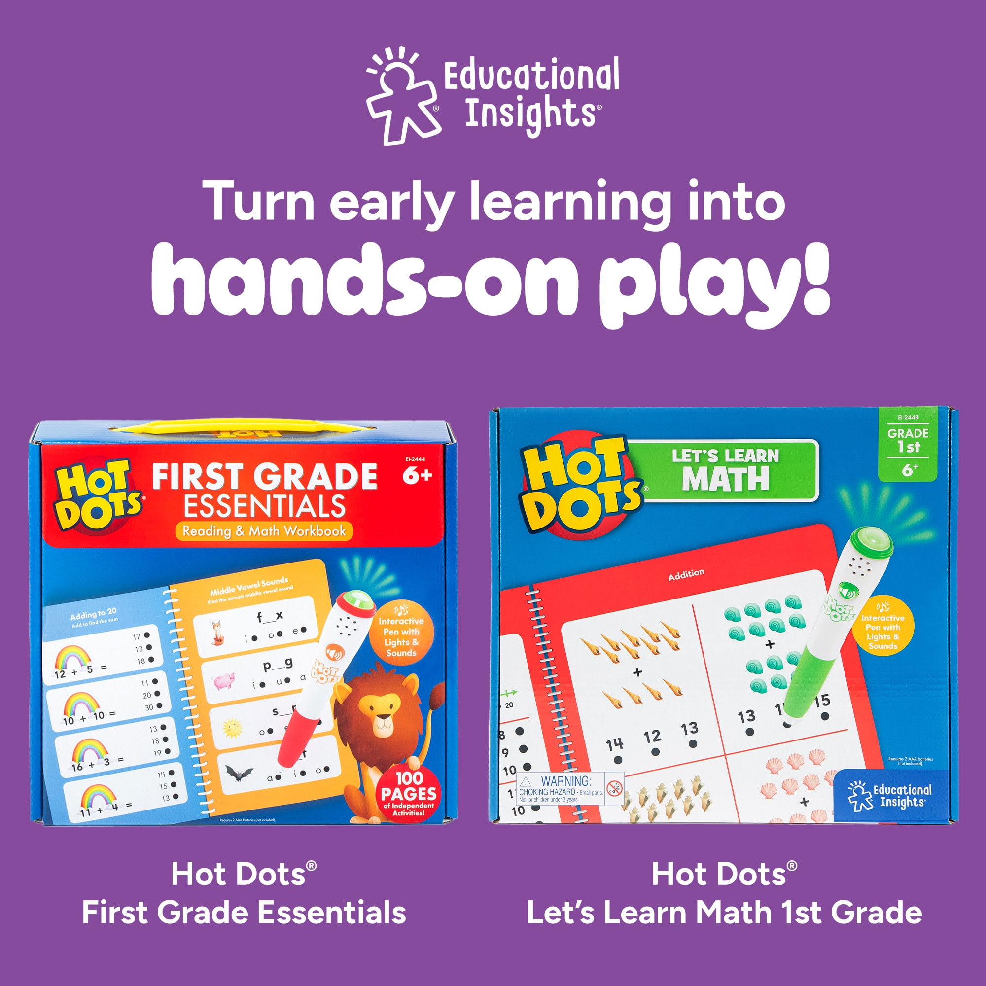 Educational Insights Hot Dots Let's Master 1st Grade Reading Set, Interactive Children's Workbook with Electronic Pen, Ages 6+