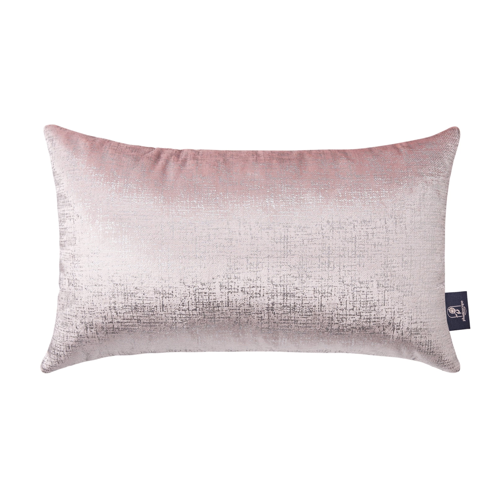 Phantoscope Bronzing Gold Foil Printed Cut Pile Velvet with Gilding Metallic Shiny Decorative Throw Pillow, 12" x 20", Pink Silver, 2 Pack