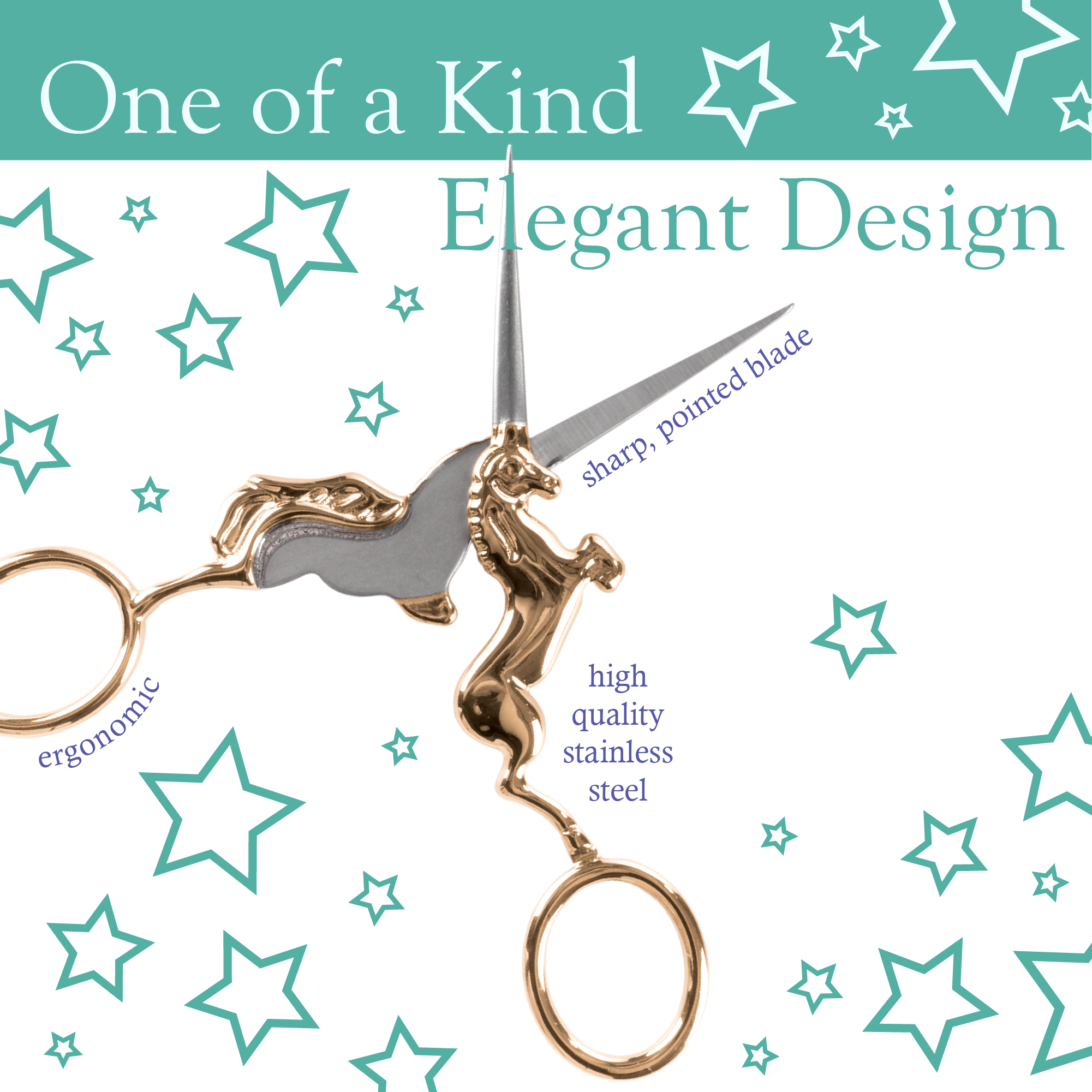 Unicorn Embroidery Craft Stainless Steel Scissors Variety Pack - Assortment C