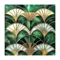 50cm Green Fan Shaped Art Glass Window Film – Static Cling Privacy Decal for Windows Doors Bathrooms and Kitchens