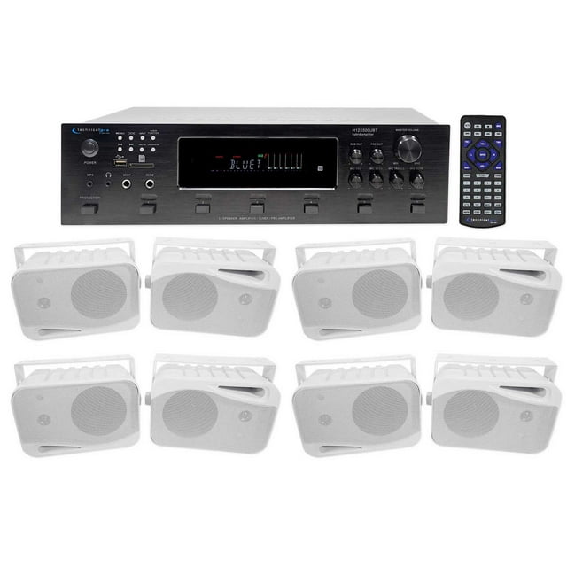 Technical Pro 6000w (6) Zone, Home Theater Bluetooth Receiver+(8) 4" Speakers