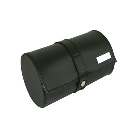 Leather Watch & Cufflink Travel Case - Black Leather - 7W x 2.75H in.
