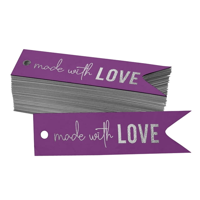 Inkdotpot Pack Of 50 Real Silver Foil Paper Tags Made With Love Text Favor Hang Tags