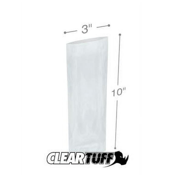 ClearTuff - 3" x 10" 2 Mil Flat Poly Bags - 1000/Case (2 Cases)