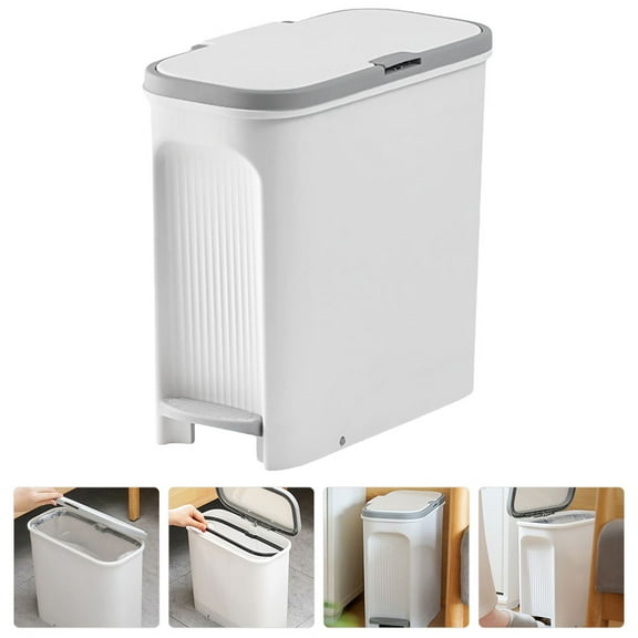 Niceauty Kitchen Trash Bin Trash Can with Lid Plastic White 1Pack