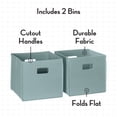 thumbnail image 2 of RiverRidge Kids 2 Piece Fabric Collapsible Storage Cube Organizers with Handles for Playroom Organization - Sea Green, 2 of 5