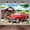 Red, variant on Country Store Tapestry,Retro Red Car Rustic Village Scene Tapestries,Oil Painting Style Wall Hanging for Bedroom Living Room Dorm,50X60Inches