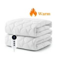 thumbnail image 1 of JUSTLET Surmatelas Chauffant Pleine Grandeur, Chauffe-Lit Électrique avec 9 Réglages de Chaleur, Double Contrôleur et Arrêt Automatique de 2 à 10 Heures, Blanc, 1 of 11