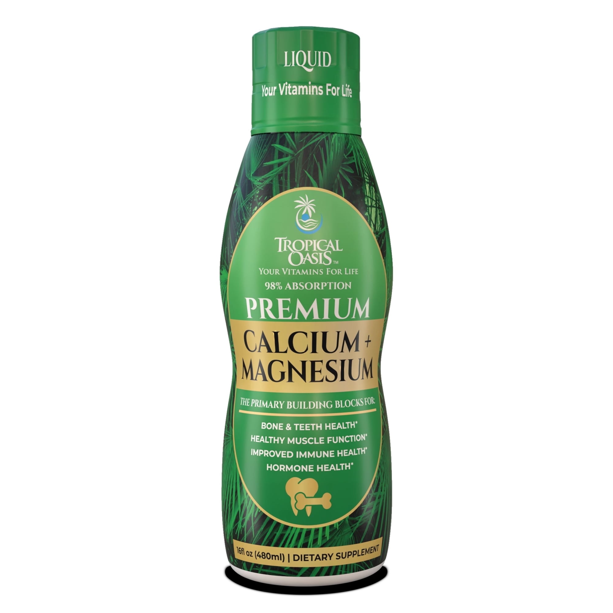 Tropical Oasis Liquid Calcium and Magnesium, Natural formula for Strong Bones Immunity and Overall Wellness, 16 Oz, 32 Servings