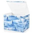 thumbnail image 2 of Iauyy Large Storage Box with Lid - Foldable Home Storage Bins for Clothes Toy Holiday Decor, White Sailing Boat (42*32*30cm), 2 of 6