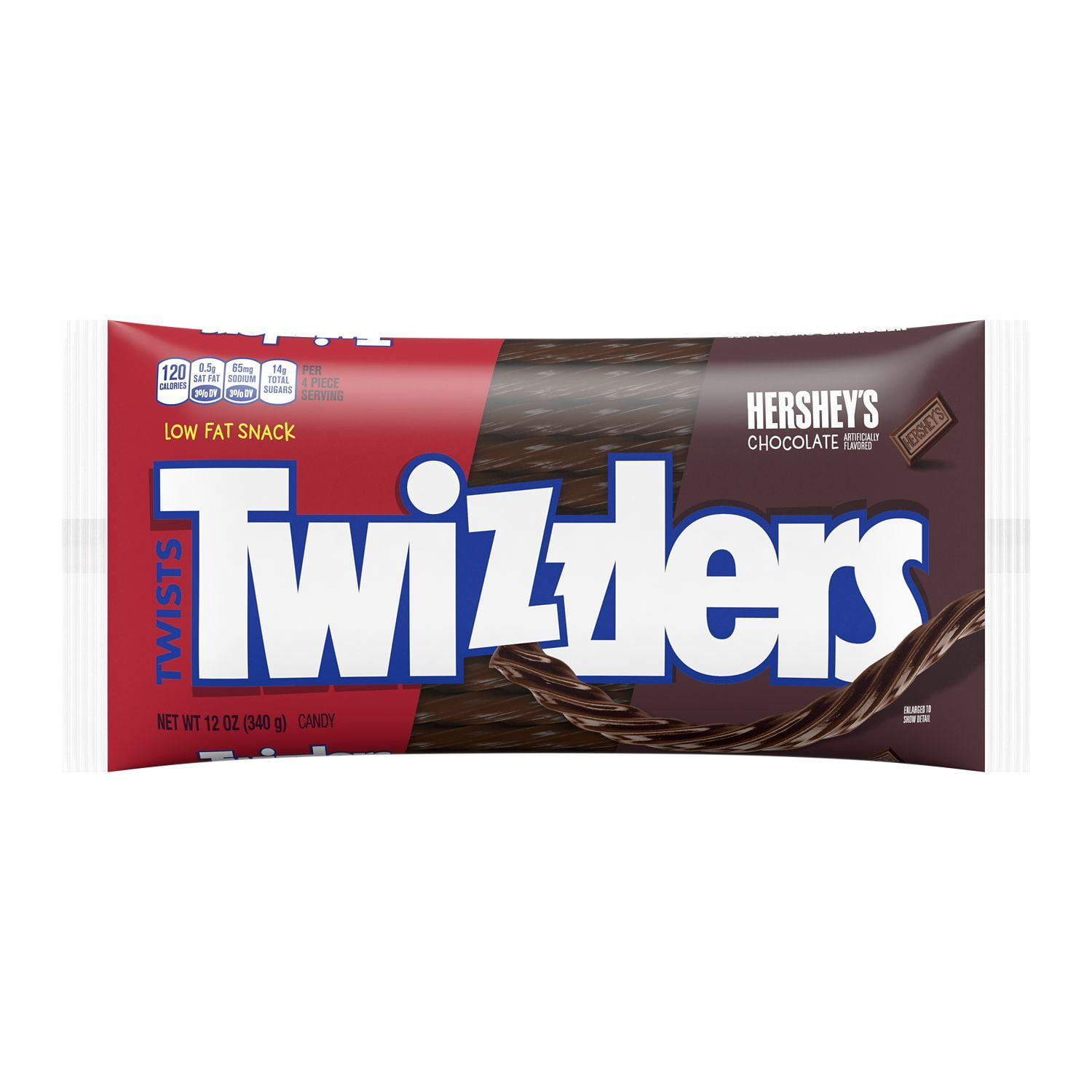 TWIZZLERS, Twists HERSHEY'S Chocolate Chewy Candy, Low Fat, 12 oz, Bag