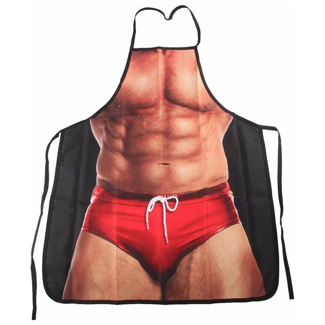 Delantal de cocina sexy y divertido, novedoso, para cocinar, hacer barbacoas, asar a la parrilla, hornear, fiestas, regalo para hombre musculoso