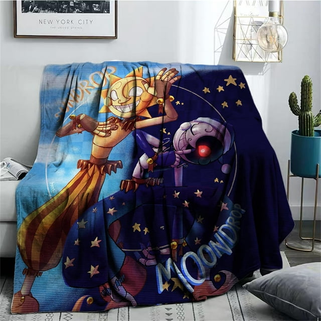 Soft Plush Blanket Sundrop and Moondrop Graphic Throw Blanket for Bed,Couch-Home Decorative Flannel Blanket All Seasons