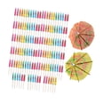 thumbnail image 2 of Sombrillas de papel para cócteles, palitos para pastel de fruta, decoración de ilustraciones creativas de madera, mini de papel, selecciones 140 Piezas, 2 of 8