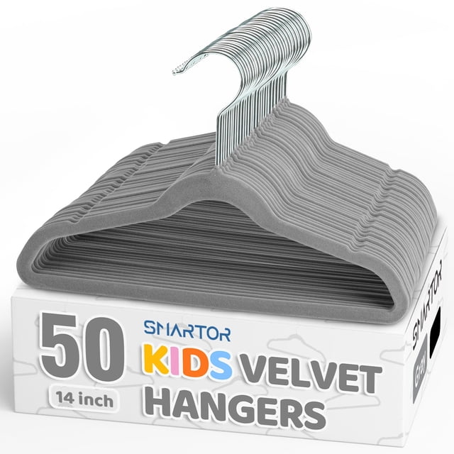 Hangers Smartor Premium Kids, 35 cm, 50 unidades, terciopelo gris