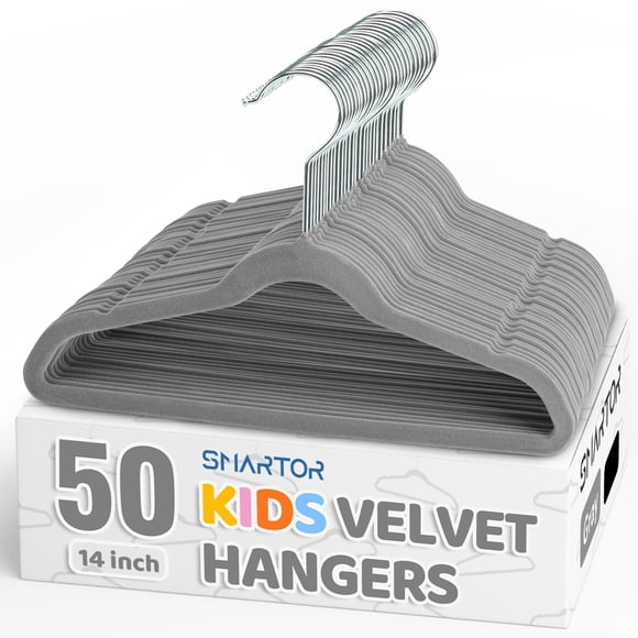 Hangers Smartor Premium Kids, 35 cm, 50 unidades, terciopelo gris