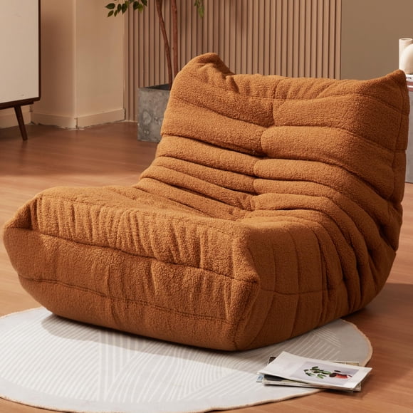 Puf Hobestluk, de espuma viscoelástica, piel sintética, color marrón, peluche