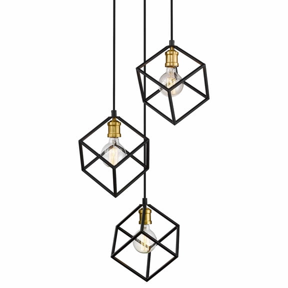 Z-Lite Vertical 3 Light Steel Pendant in Bronze and Olde Brass