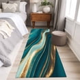 thumbnail image 4 of Runner Rug 2'x6', Teal Marble Washable Non-Slip Hallway Runner Rugs, Modern Abstract Gold Fluid Art Bedside Rugs Floor Mats Carpet Runners for Kitchen Bathroom Laundry Room, 4 of 8